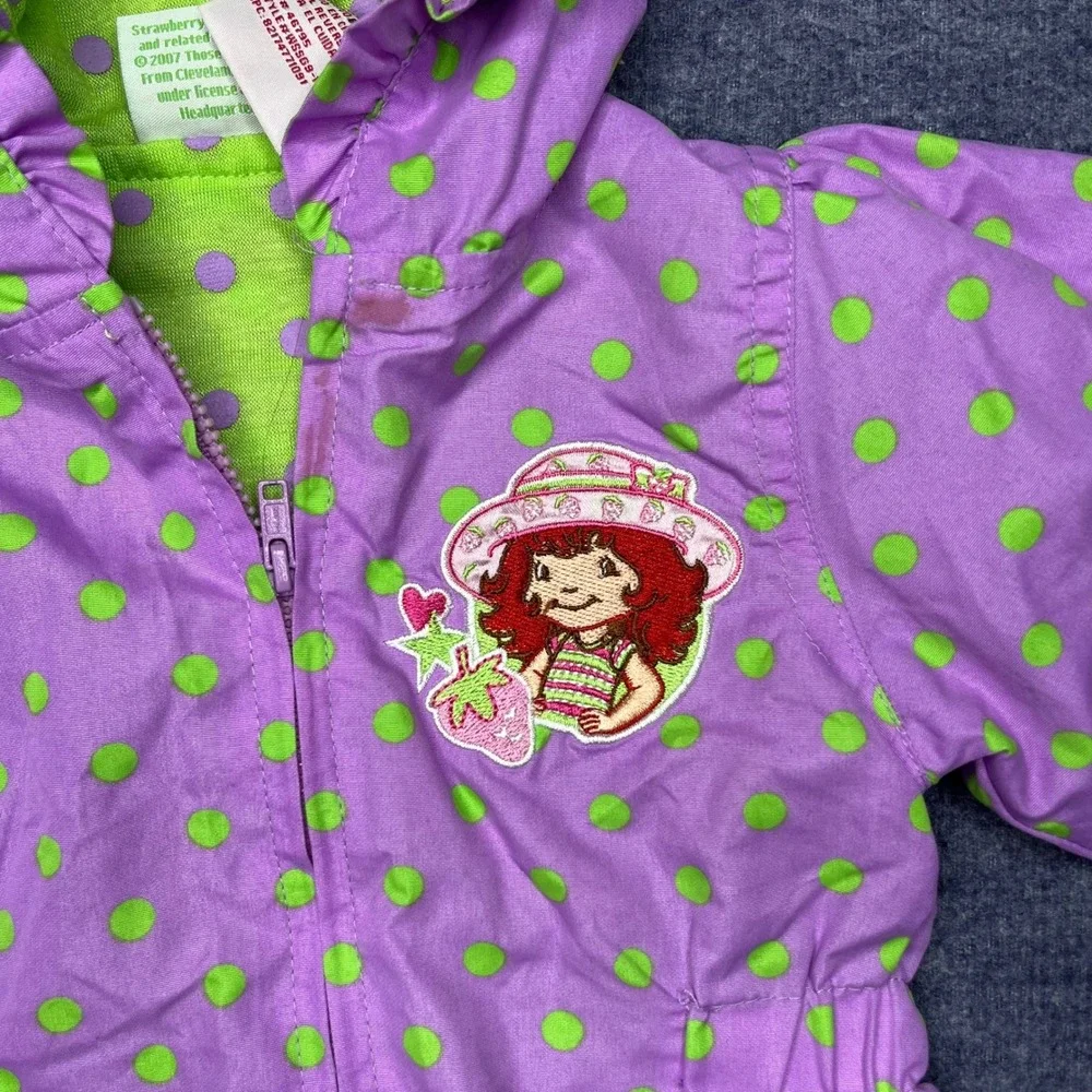 Strawberry Shortcake Rain Jacket Windbreaker Purple Green Polka Dot Infants 12M
